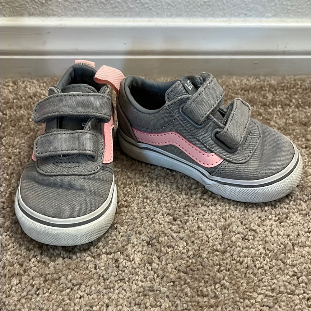 Vans Kids Gray and Pink Sneakers size 5